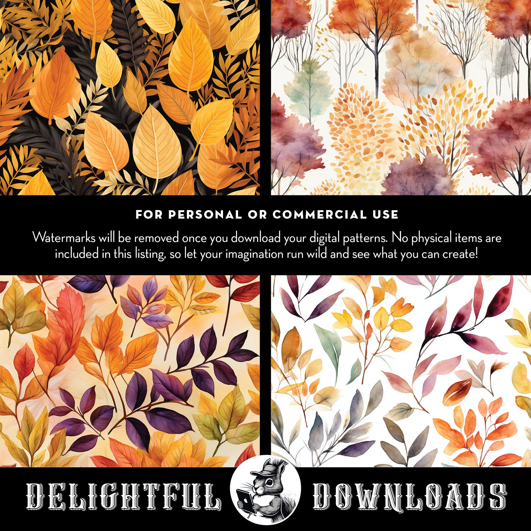 Watercolor Fall Leaves Clipart Autumn Leaves Digital Paper - Etsy