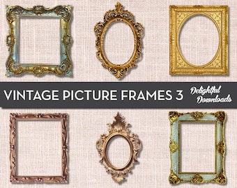 ClipArt di cornice vintage antica - VOL 3 - per collage digitale, scrapbooking, cartoline, stampe
