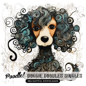 Single Poodle Clip Art Image, Doggie Doodle drawing of a Poodle, perfect for crafts, gifts, decor, commercial use