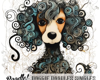 Single Poodle Clip Art Image, Doggie Doodle drawing of a Poodle, perfect for crafts, gifts, decor, commercial use