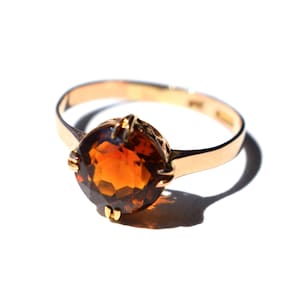 Vintage WHISKEY CITRINE 9ct rose gold ring Art Deco