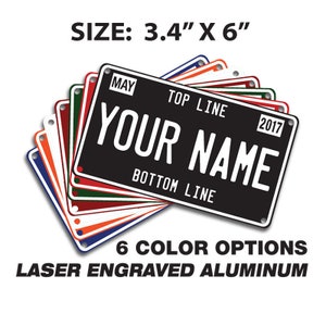 Custom Mini License Plate, personalized for your special spacecraft: bike, trike, wagon, walker, wheel chair, or mutant vehicle.