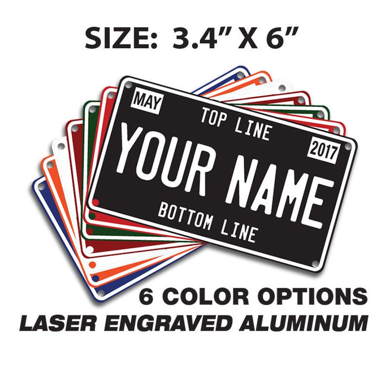Custom Mini License Plate, personalized for your special spacecraft: bike, trike, wagon, walker, wheel chair, or mutant vehicle. image 1