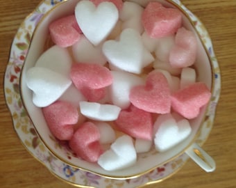 100 Heart Shaped Sugar Cubes for Weddings, Christenings, Anniversaries and all Special Occasions
