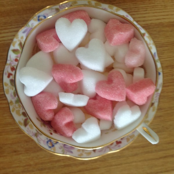 100 cuori di zucchero rosa e bianchi