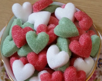 100 Heart Shaped Sugar cubes with an Christmas Theme