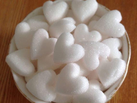 100 zollette di zucchero bianche a forma di cuore per tutte le