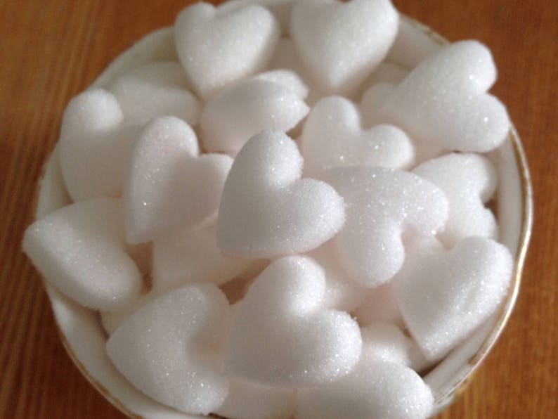 100 White Heart Shaped Sugar Cubes For All Occasions 