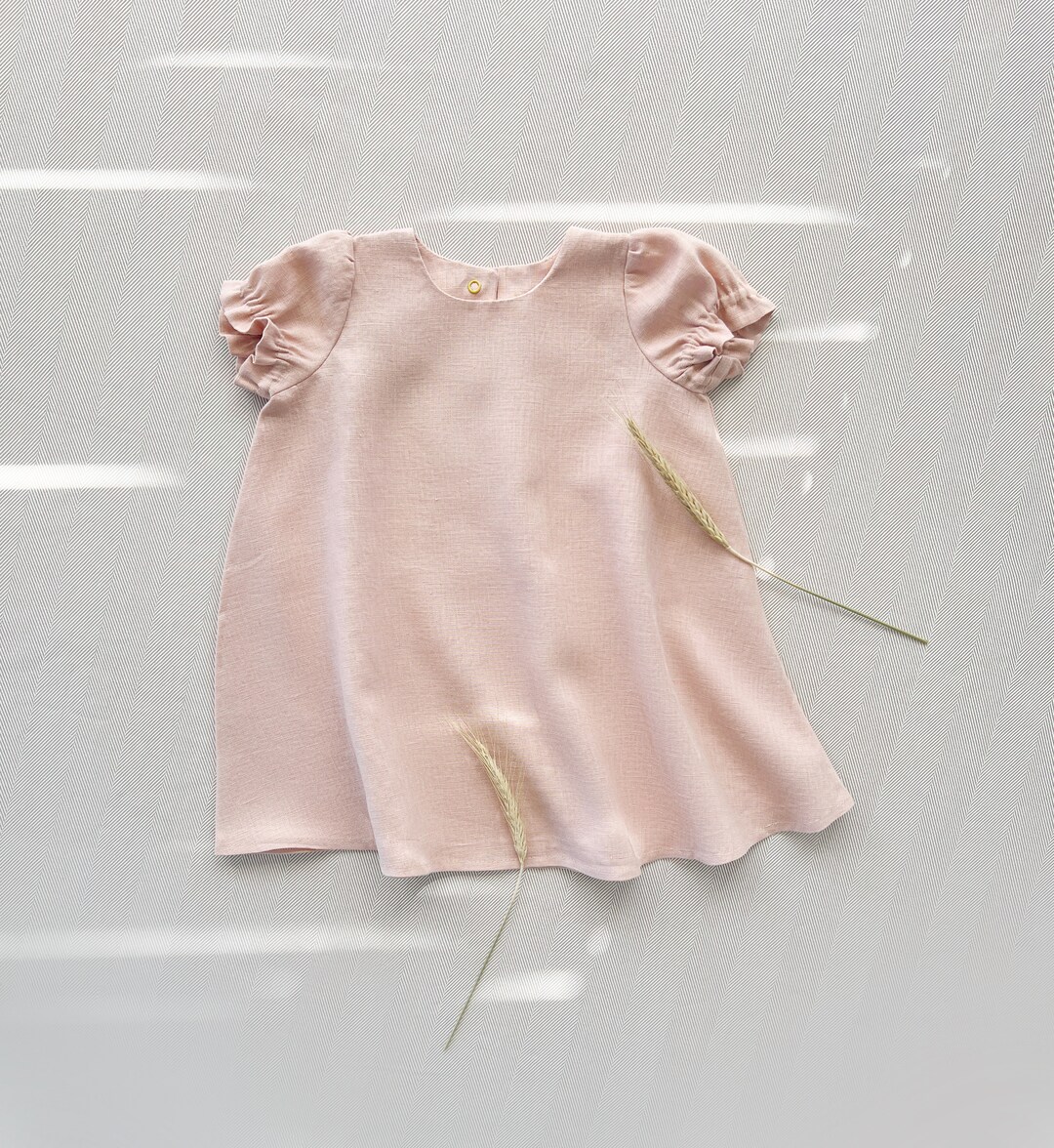 Baby Pink Frayed Seam Linen Blend Mini Dress