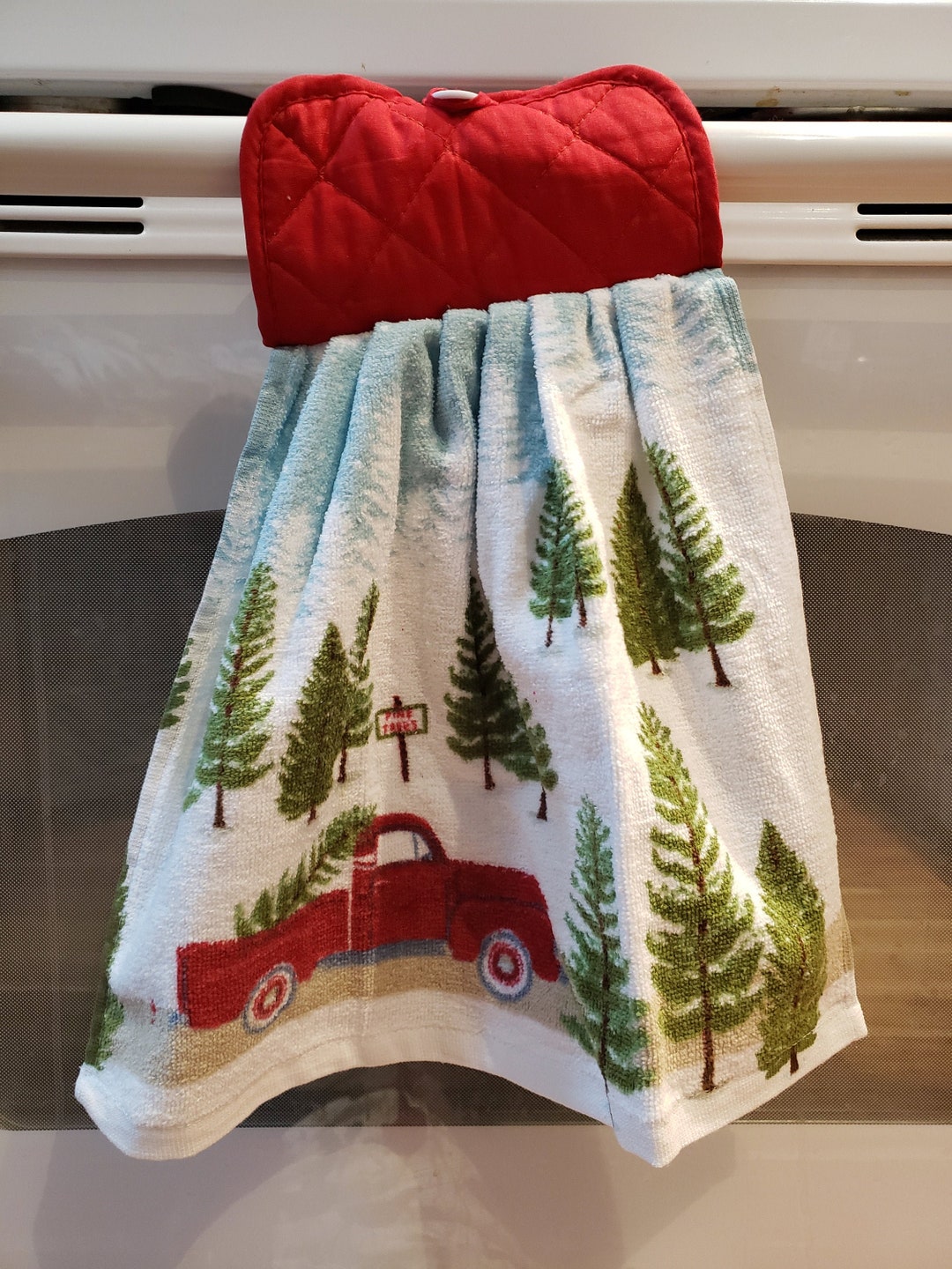 Stove Handled Kitchen Towel Red Truck Etsy