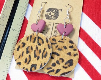 Heart Leopard Print Earrings