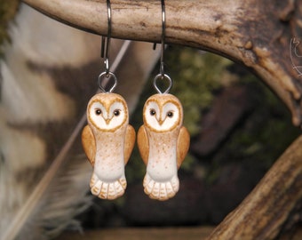 Barn Owl Earrings Owls Animal Bird Jewelry Gift