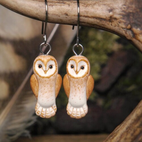 Barn Owl Necklace Golden Bird Owls Wings Etsy