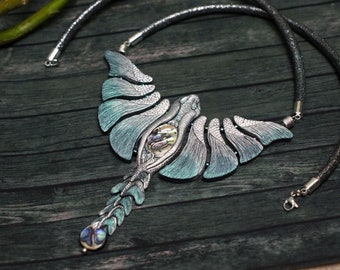 Water Dragon Necklace Sea Butterfly Ocean Paua Abalone Shell Gift