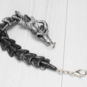 Dragon Bracelet Fantasy Jewelry Fantastic Dragons Gift Black - Silver