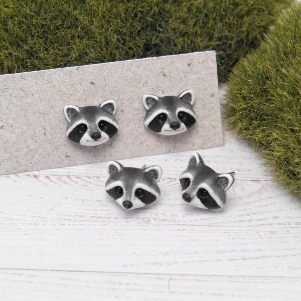 Raccoon stud Earrings Raccoons jewelry gift trash panda