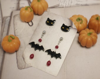 Katze Fledermaus Fledermaus Ohrringe Black Cats Gothic Goth Schmuck