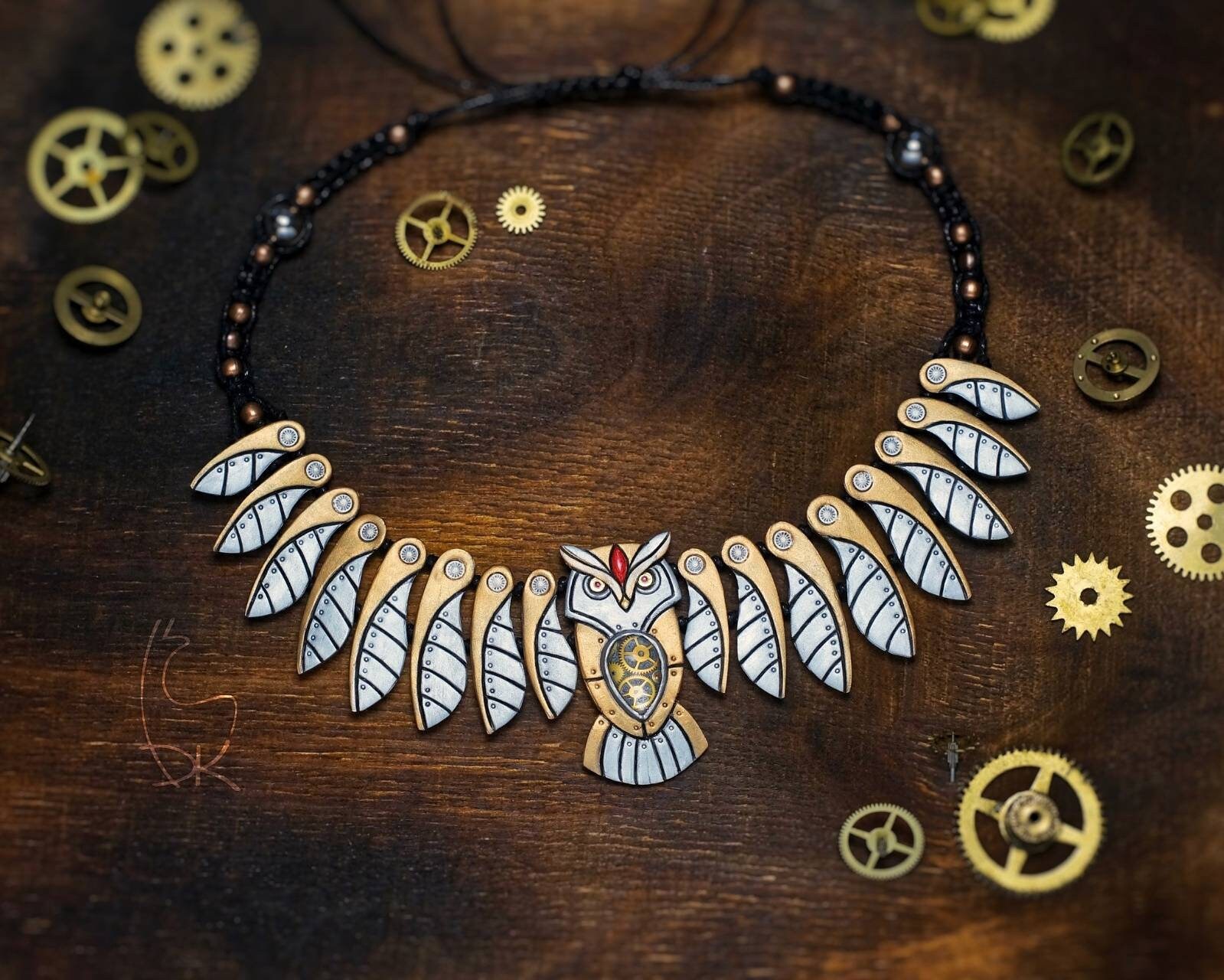 Steampunk Owl Necklace Mechanical Wings Clockwork Bird Jewelry Gift
