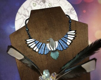 Magpie Necklace Bird Wings Jewelry Pica Pica