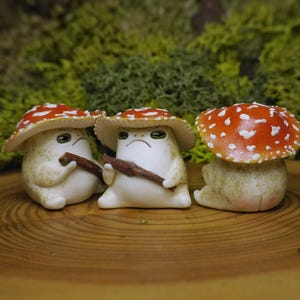 Mushroom Toad Gnome Figurine, Polymer Clay Fantasy Creature image 6