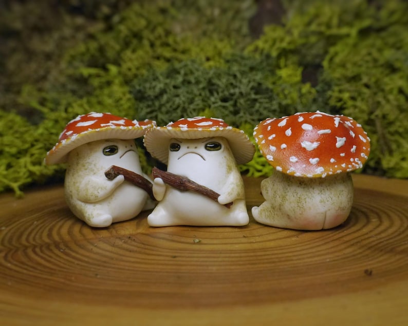 Mushroom Toad Gnome Figurine, Polymer Clay Fantasy Creature image 6