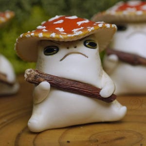 Mushroom Toad Gnome Figurine, Polymer Clay Fantasy Creature image 2