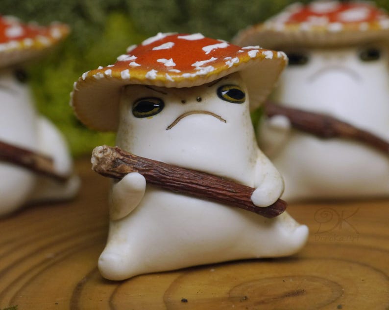 Mushroom Toad Gnome Figurine, Polymer Clay Fantasy Creature image 2