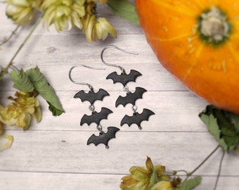 Bats Dangle Earrings Black Bat spooky dark Jewelry gift