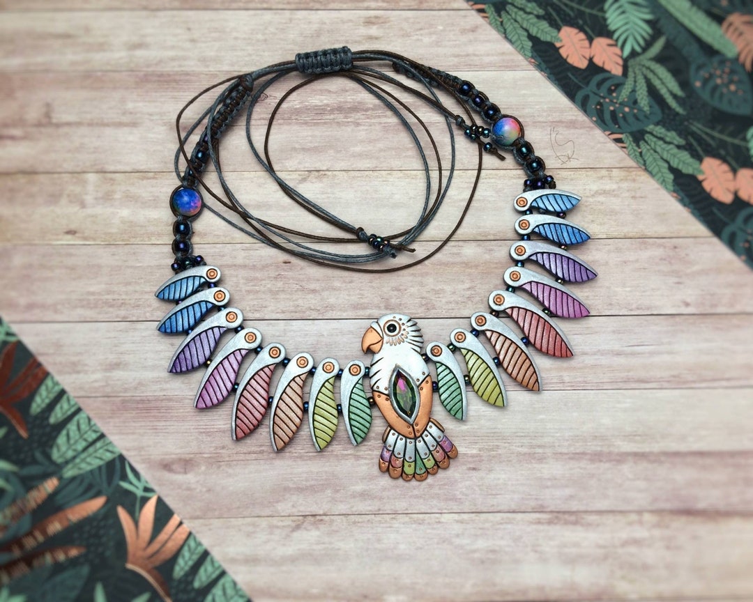 Parrot Necklace Colorful Rainbow Bird Wings Jewelry - Etsy