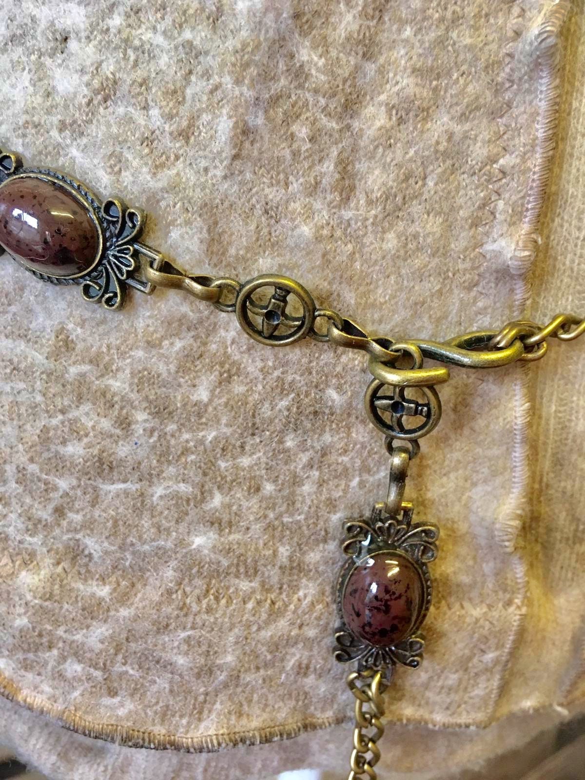 Vintage Retro Chain Belt Link Belt 5 Brown Stone Details Size Etsy UK