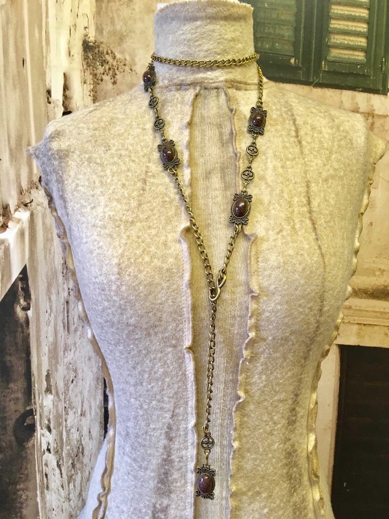 Vintage Retro Chain Belt Link Belt 5 Brown Stone Details Size Etsy UK