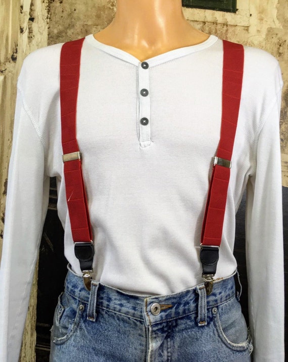Chic Men Suspenders Casual 6 Clip-On Trousers Braces 35mm Wide Adjustable Belt