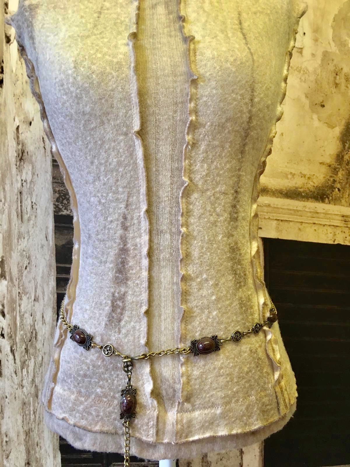 Vintage Retro Chain Belt Link Belt 5 Brown Stone Details Size Etsy UK