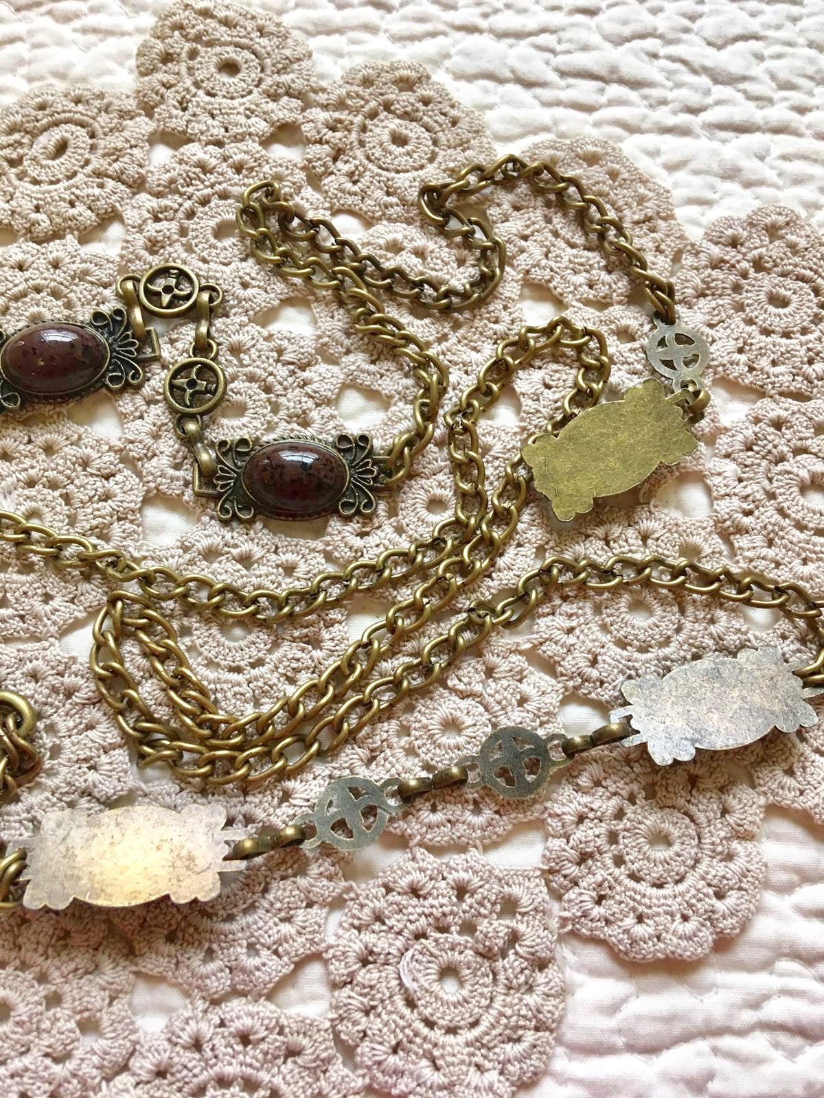 Vintage Retro Chain Belt Link Belt 5 Brown Stone Details Size Etsy UK