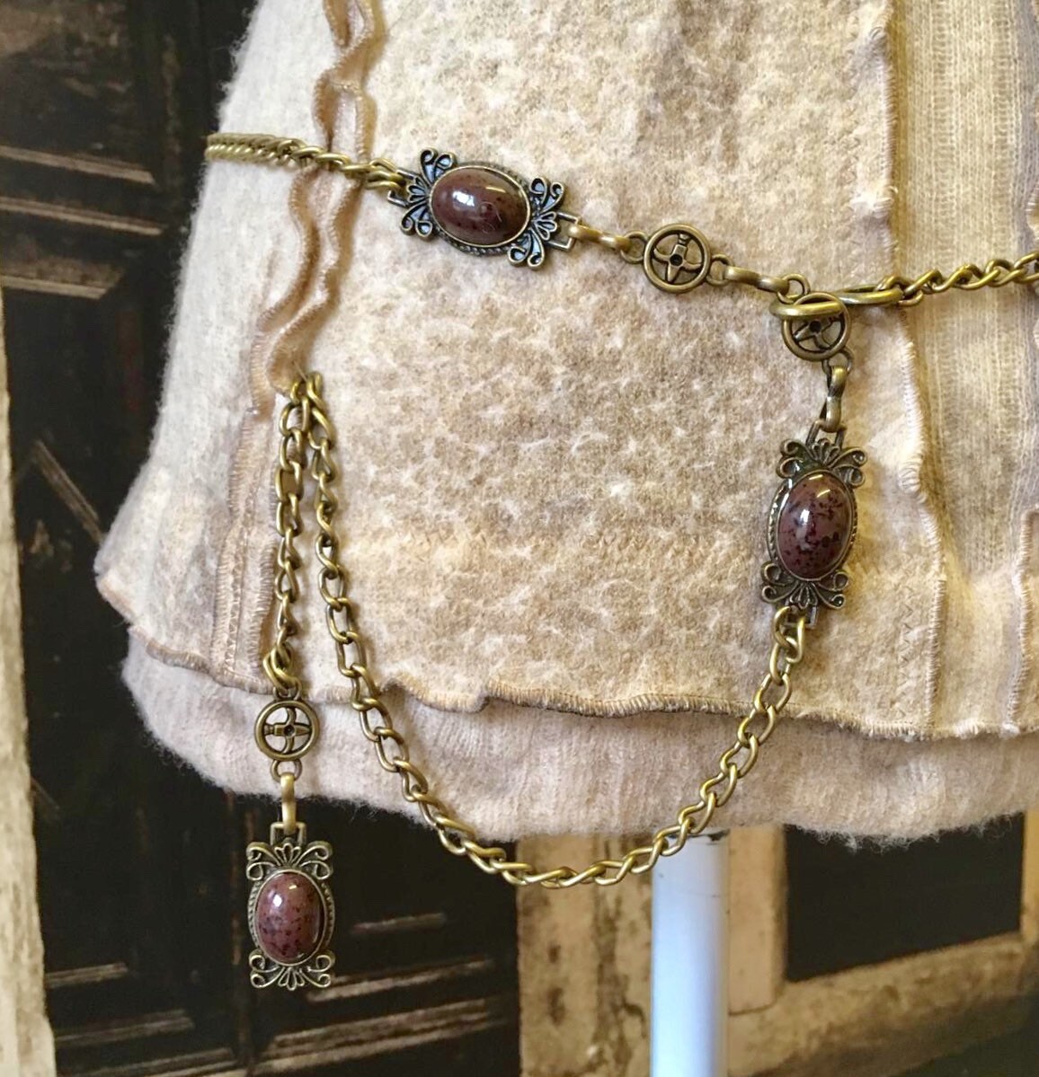 Vintage Retro Chain Belt Link Belt 5 Brown Stone Details Size Etsy UK