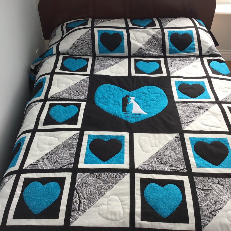 Digital Downloadable WEDDING QUILT PATTERN Beautiful Hearts Heart Quilt Pattern