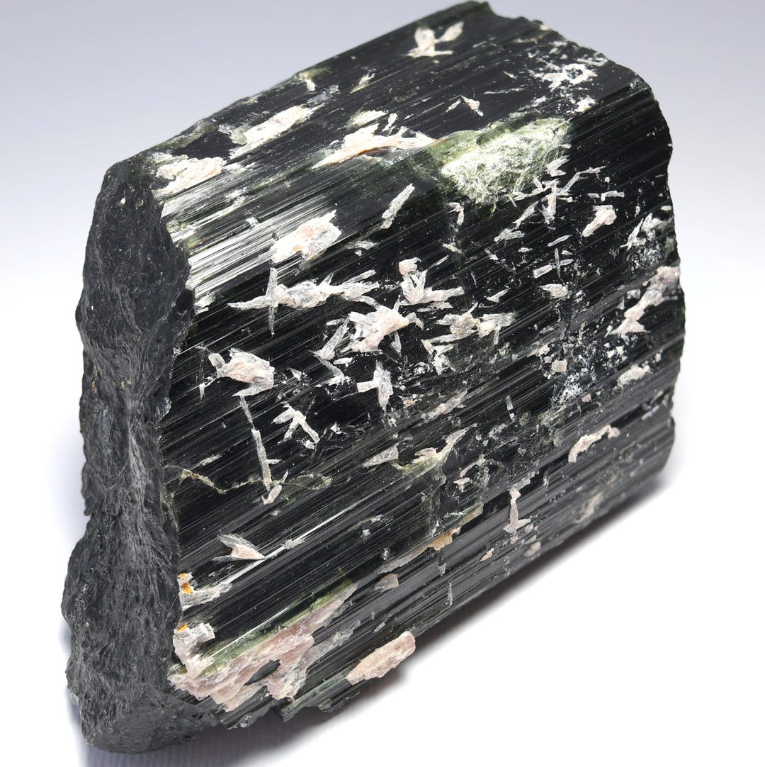 Green Elbaite in Schorl Tourmaline Crystal Albite Minas Gerais Brazil ...