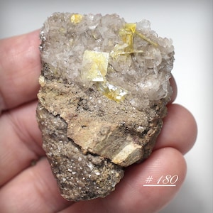 Rare Wulfenite with Clear Gemmy Calcite on Matrix — from the 4th Level of the 79 Mine, Gila County, Arizona, USA