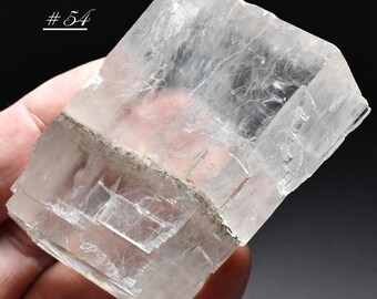 SUPERB Iceland Spar Rhombic Optical Calcite - Super-Clear, Lustrous, Iceland-Spar Optical Calcite Rhomb, With Prisms, from Mexico