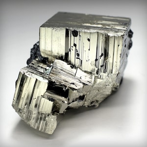Lustrous Striated Cubic Pyrite Crystal Cluster with Sphalerite  - Peru