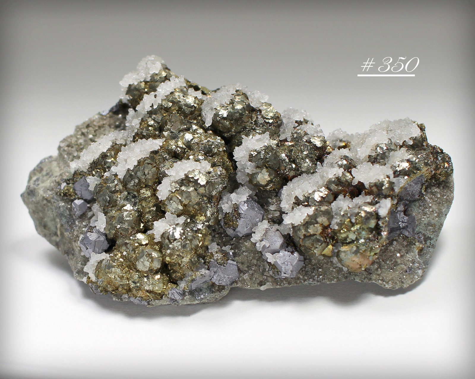Aesthetic Galena With Quartz And Pyrite Marcasite Mineral Etsy