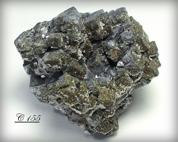 Aesthetic Galena With Quartz And Pyrite Marcasite Mineral Etsy