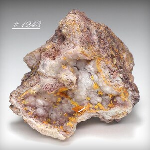 Wulfenite - Orange Windowpane Wulfenite, with Yellow-Orange Mimetite, on Barite Matrix, from the Rowley Mine, Arizona, USA