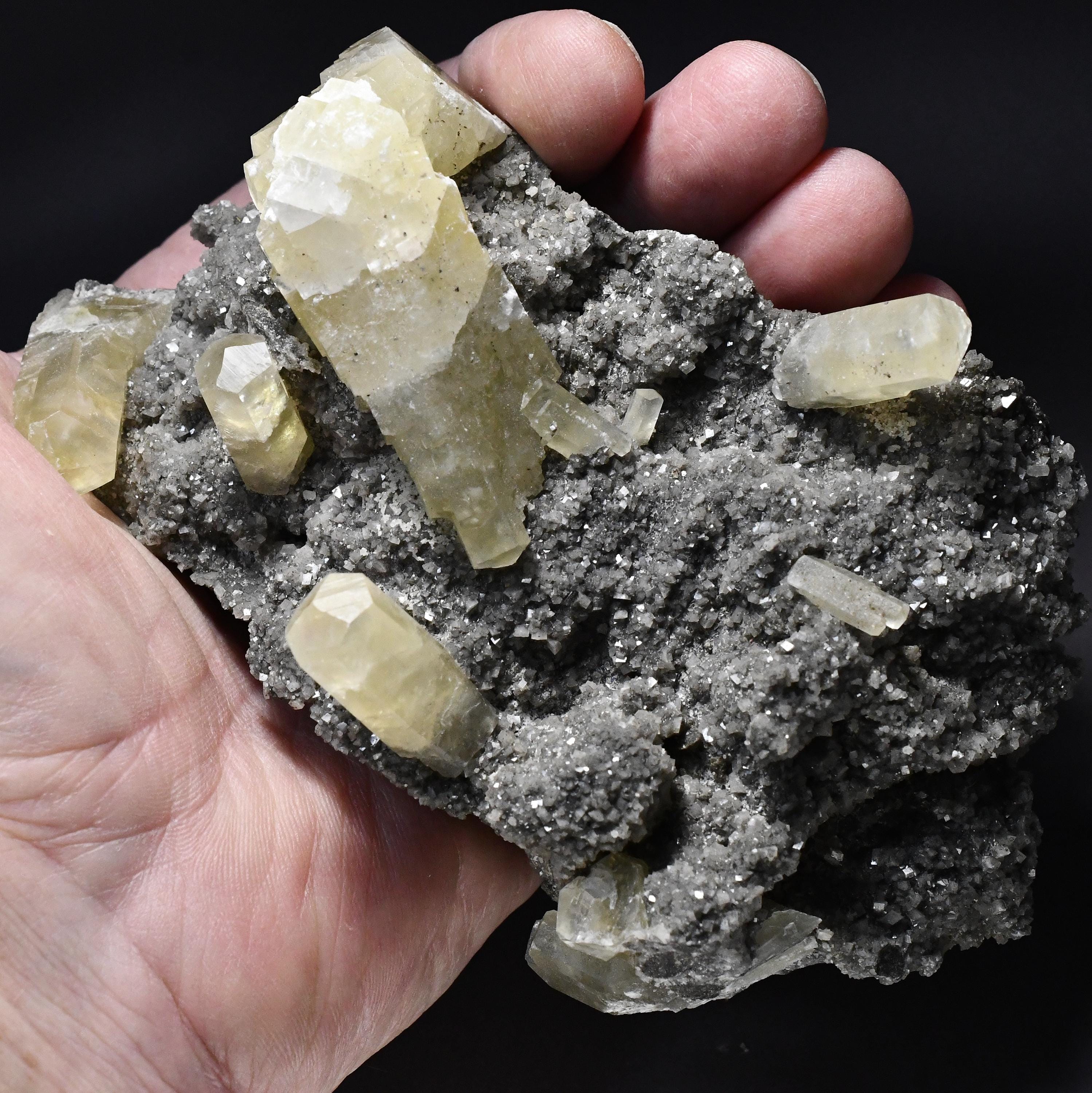 Nailhead-barrel Calcite Mineral Crystals, on Dolomite Crystals ...
