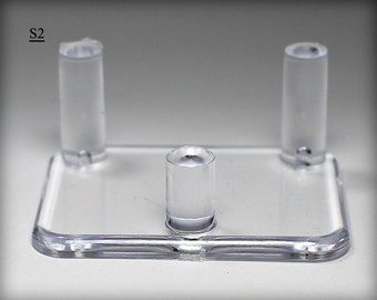 Three Peg Clear Acrylic Mineral Specimen Display Stand (Small Size)