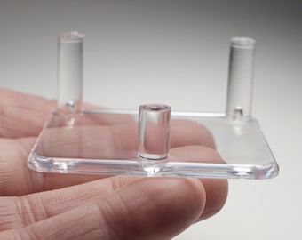 Three Peg Clear Acrylic Mineral Specimen Display Stand (Medium Size)