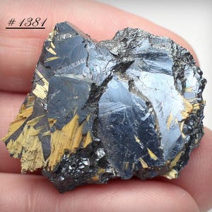 Golden Rutile Needles in Hematite: Mineral Specimen, Brazil