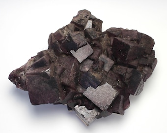 CONNOISSEUR&#39;S CHOICE - Superb Unusual Plum-Colored Cubic Fluorite Cluster with Cloudy Phantoms, on Matrix, from Cave-in-Rock, Illinois, USA