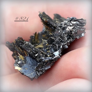 Jackstraw Golden Rutile Needles in Bladed Metallic Hematite - Mineral Collectible and Display - A Miniature From Nova Horizonte, Brazil