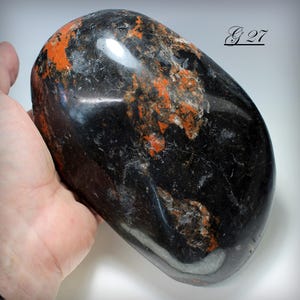 Large Polished Basalt with Red Jasper & Magnetite — Glacial Erratic from Lake Superior, Wisconsin
